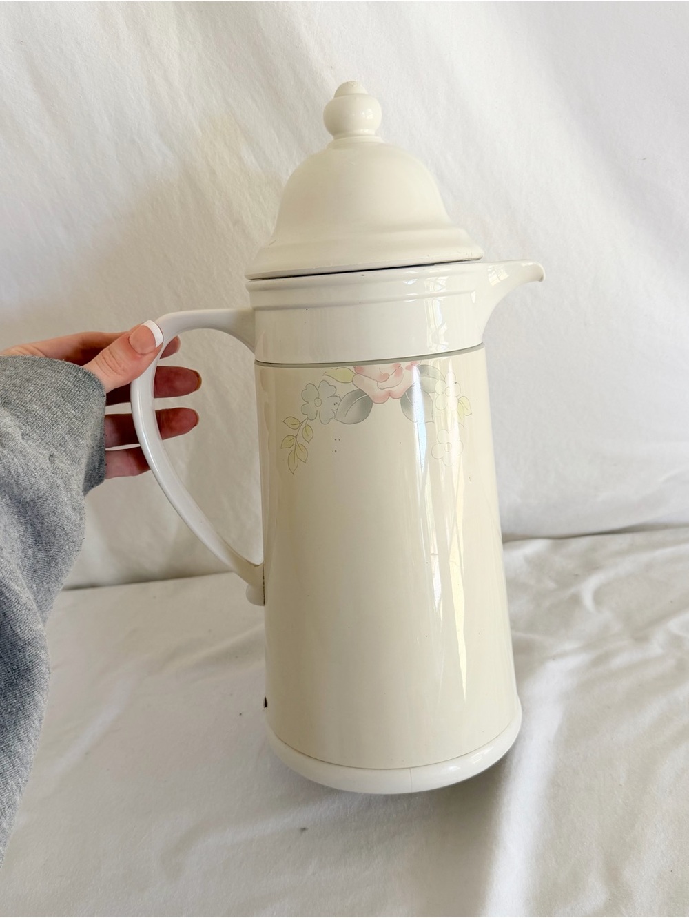 Vintage White Floral Carafe